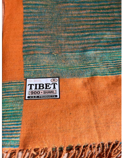 Himalájska Deka z Jačej vlny – Oranžovo/zelená POSLEDNÝ KUS (0020)