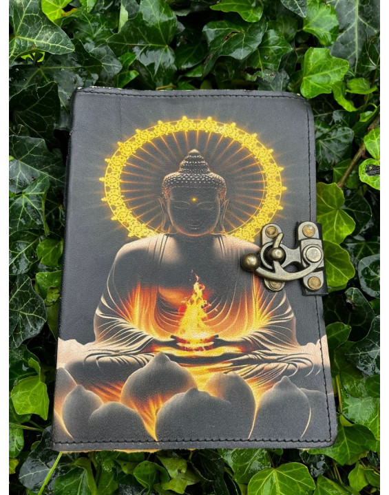 Kožený zápisník - ručný papier stredný - Budha