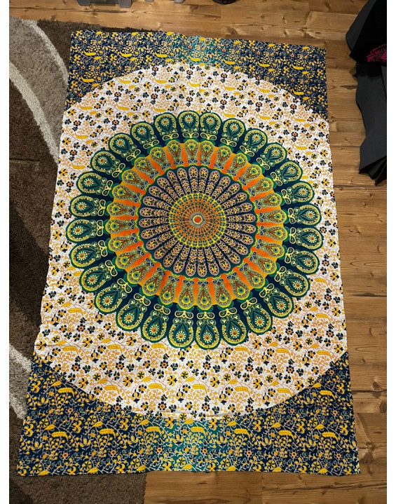Plachta  MANDALA – pávie pero farebná– stredná 130×200