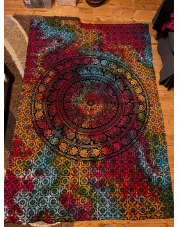 Plachta  MANDALA kvety a slony–  farebná batikovaná– stredná 130×200