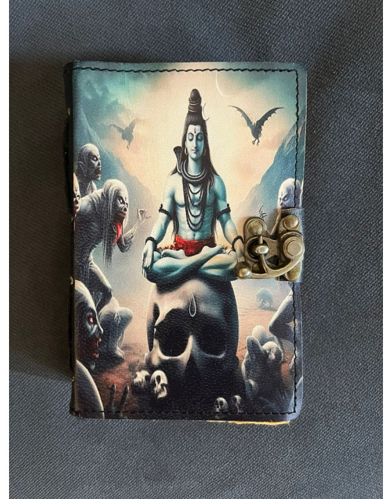 Kožený zápisník ručný papier malý - Shiva farebný