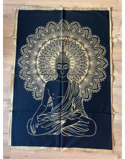 Plachta BUDHA čierno zlatá – mini cca 105 x 73 cm