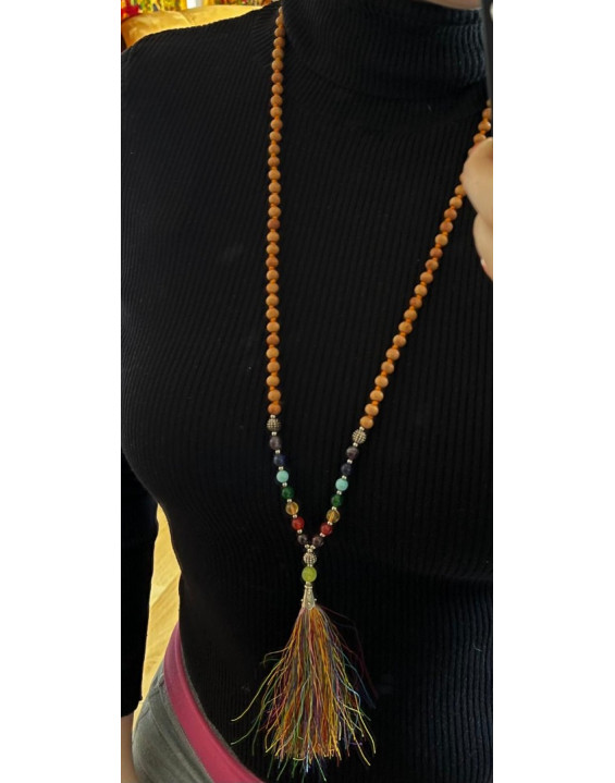 MALA De lux – RUDRAKSHA – čakrové minerály+ Lávový kameň  (010)