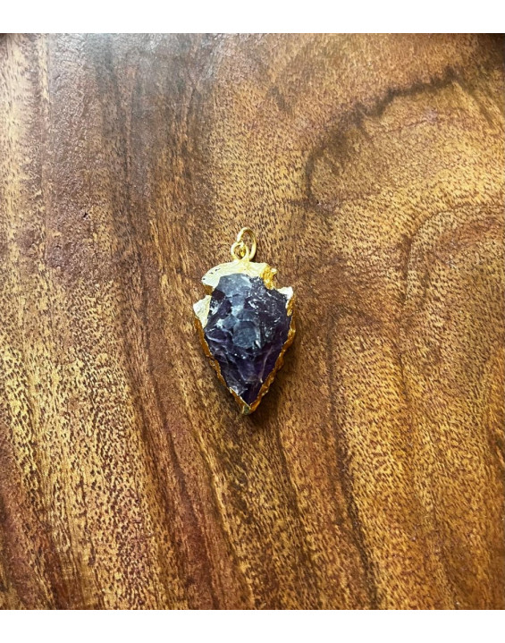 Prívesok v tvare listu ametyst - zlatý 