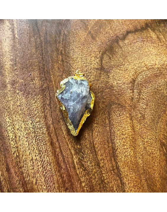 Prívesok v tvare listu ametyst - zlatý 