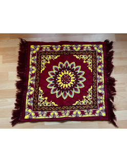 Meditačný koberček na sedenie - bordový kvetinka 60x60cm