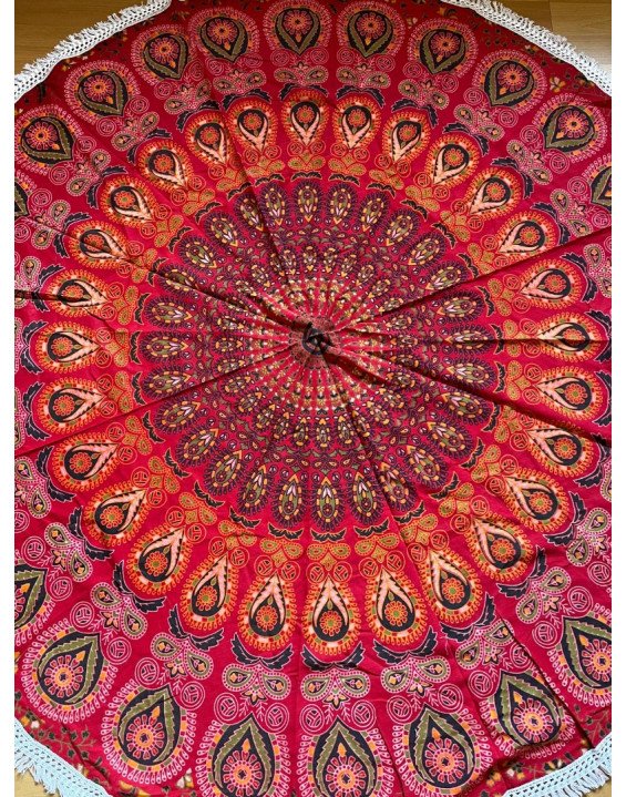 Indická plachta OKRÚHLA - červená - 125cm