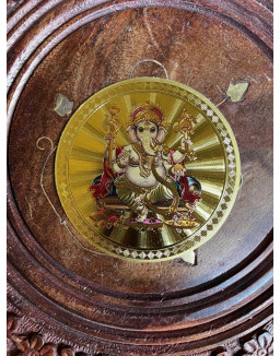 Nálepka boh Ganesha - zlatá okrúhla