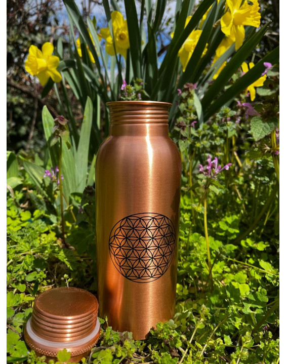 Medená fľaša s kvetom života - 700ml
