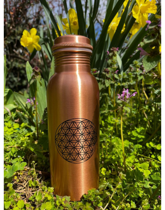 Medená fľaša s kvetom života - 700ml