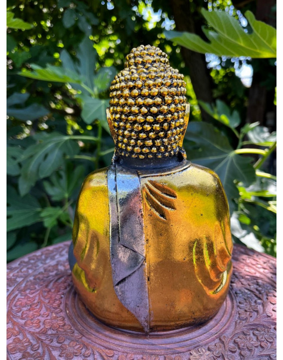 Socha MEDITUJÚCI BUDHA - zlato čierny