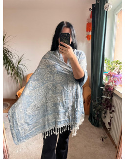 Kašmírová šatka - modro biela