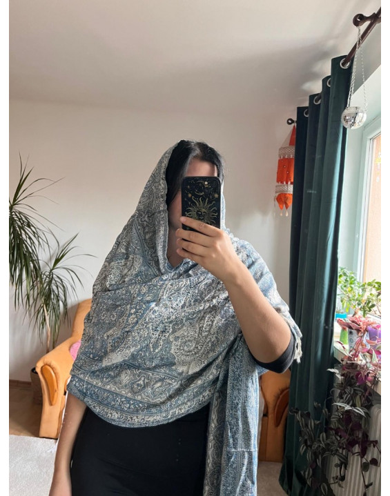 Kašmírová šatka - modro biela