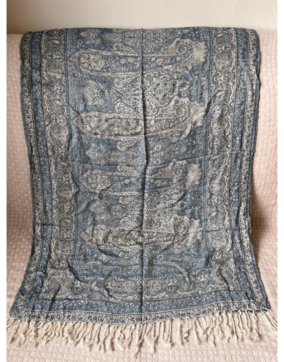 Kašmírová šatka - modro biela