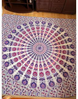Indická plachta veľká - MANDALA - 230×210 cm - fialová