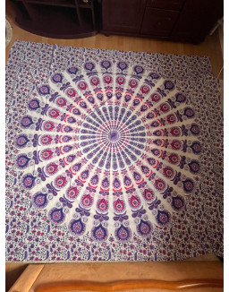 Indická plachta veľká - MANDALA - 230×210 cm - fialová