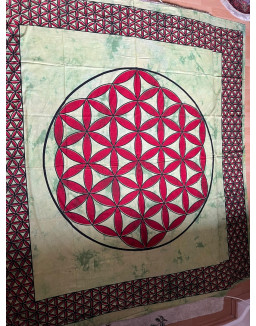 Indická plachta veľká - KVET ŽIVOTA- 230×210 cm - zelená