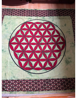 Indická plachta veľká - KVET ŽIVOTA- 230×210 cm - zelená