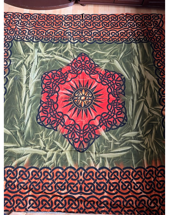 Indická plachta veľká - KELTSKÝ UZOL - 230×210 cm - zeleno červená
