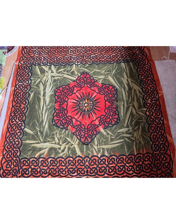 Indická plachta veľká - KELTSKÝ UZOL - 230×210 cm - zeleno červená