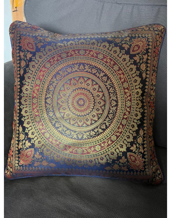 Poťah na vankúšik - MANDALA- tmavo modro červeno zelený – rozmery 40×40 cm