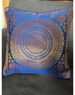 Poťah na vankúšik MANDALA  modro/červeno/zlatý– rozmery 40×40 cm 