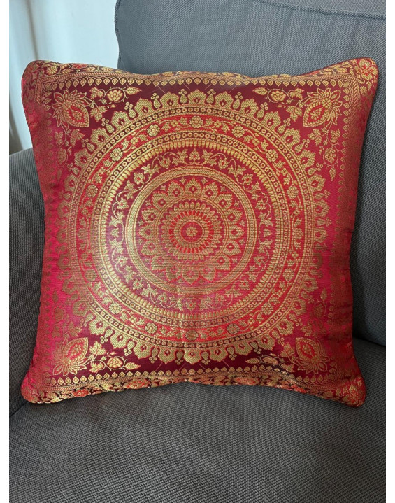 Poťah na vankúšik- MANDALA červeno zlatý – rozmery 40×40 cm 