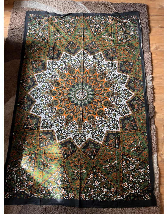 Plachta  MANDALA ORIENT – zeleno biela– stredná 130×200