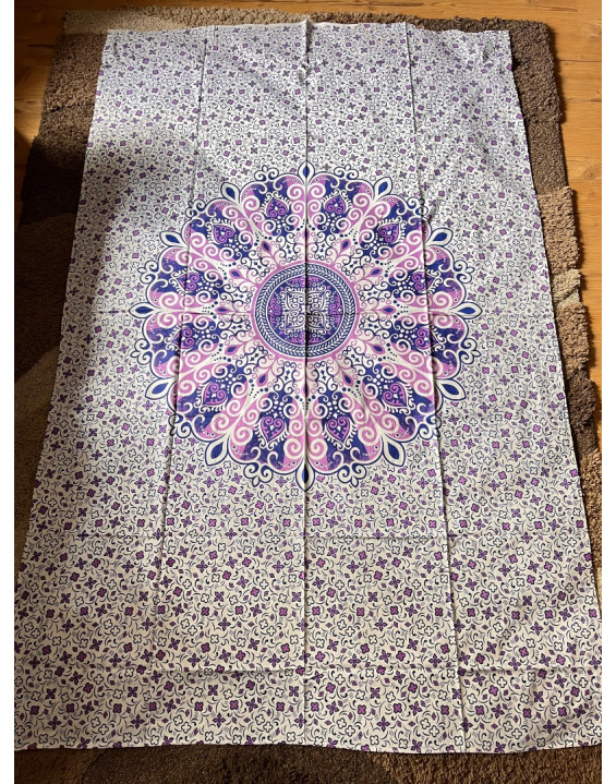 Plachta MANDALA – bielo fialová – stredná 130×200