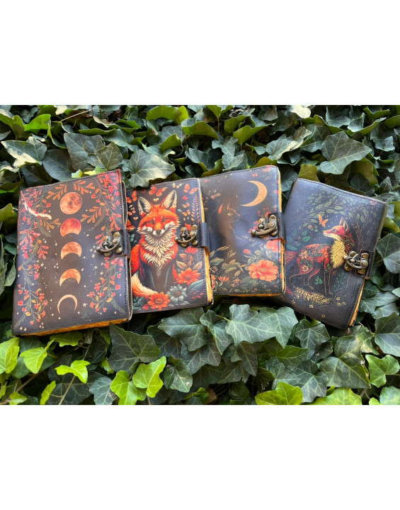 Kožený zápisník - ručný papier menší - Líška a príroda