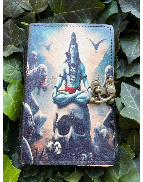 Kožený zápisník ručný papier malý - Shiva farebný
