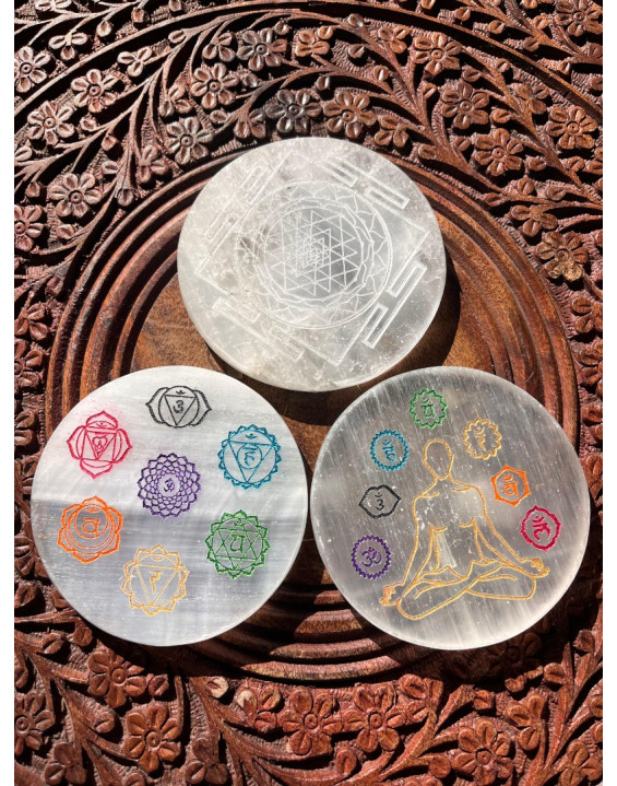 Selenitová nabíjacia podložka- Shri yantra
