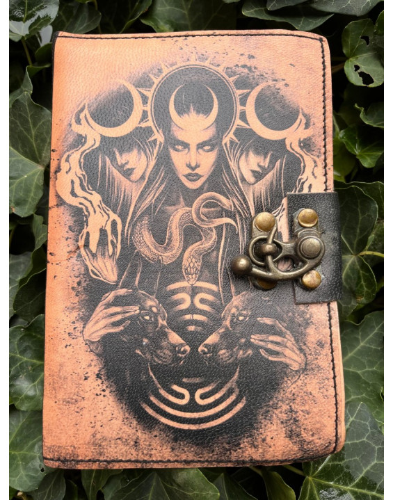 Kožený zápisník - ručný papier malý - Čarodejnica