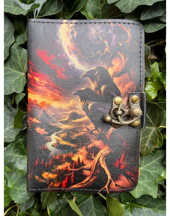 Kožený zápisník - ručný papier malý - Havrani