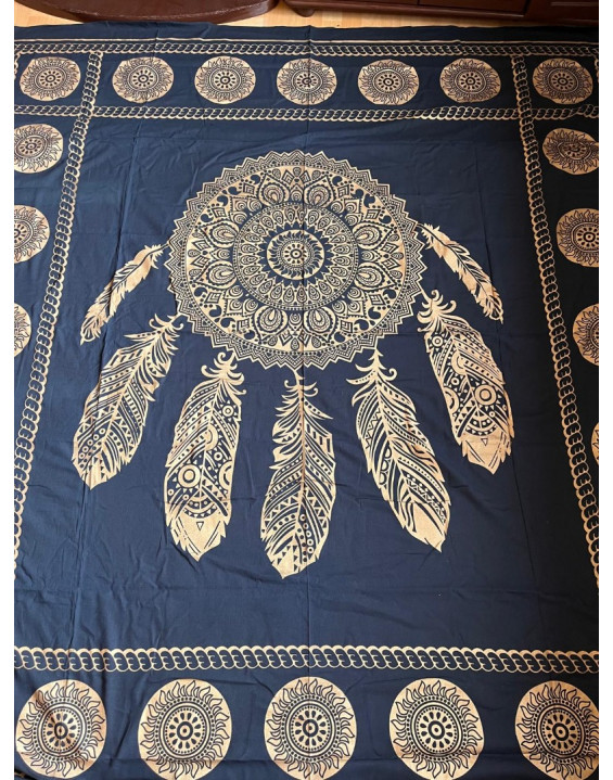 Indická plachta veľká - LAPAČ SNOV - 230×210 cm - čierno zlatá