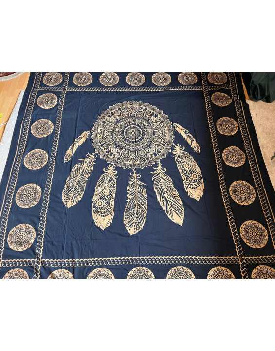 Indická plachta veľká - LAPAČ SNOV - 230×210 cm - čierno zlatá