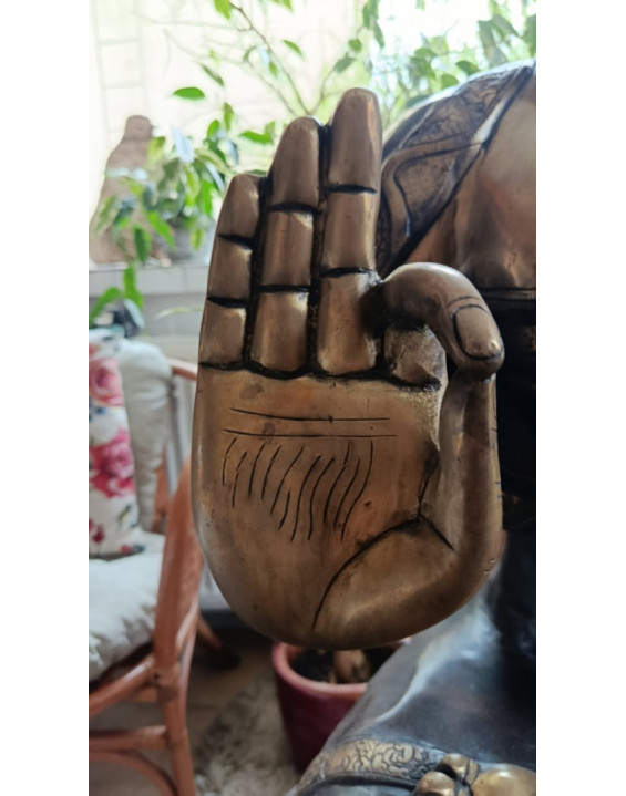 Meditujúci BUDHA - 90 cm kovová socha
