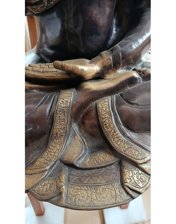Meditujúci BUDHA - 90 cm kovová socha