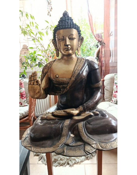 Meditujúci BUDHA - 90 cm kovová socha