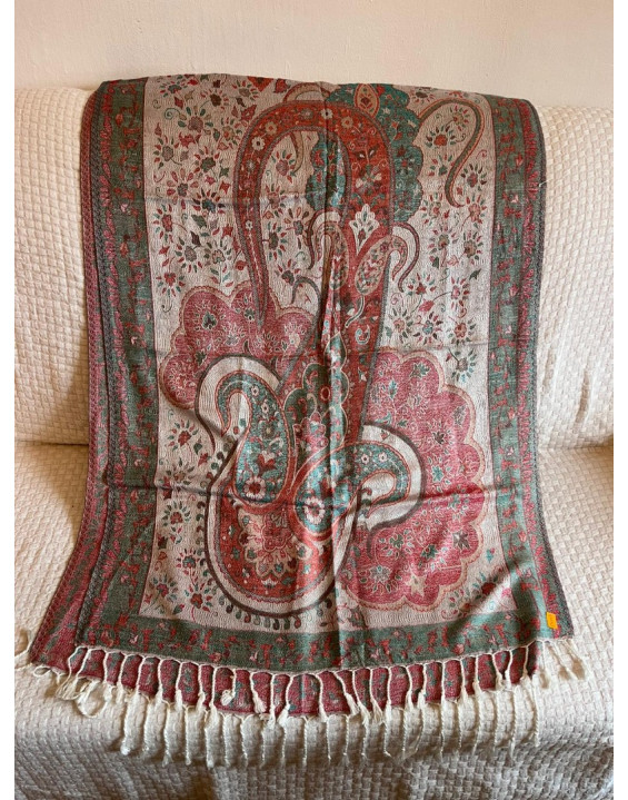 Kašmírová šatka - oranžovo tyrkysová (01)