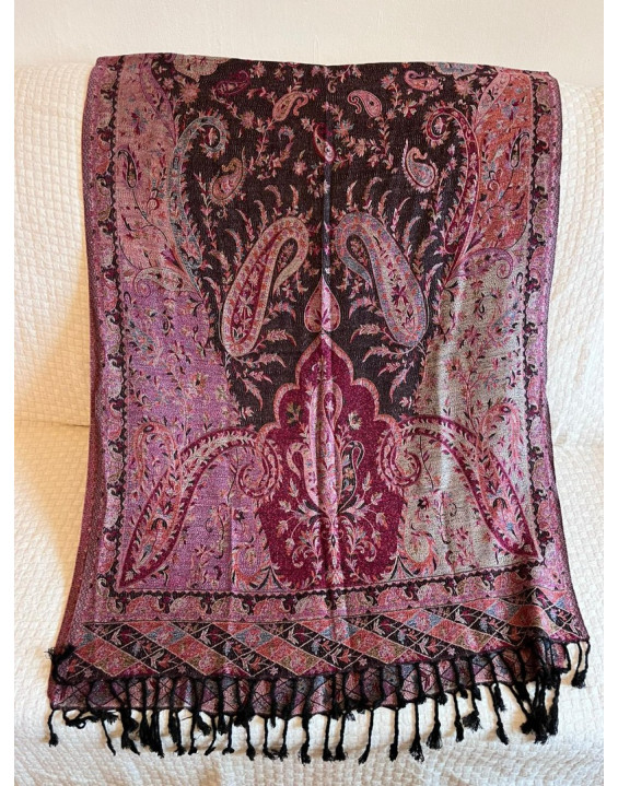 Kašmírová šatka - fialovo čierna (05)