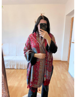 Kašmírová šatka - sýto červená (06)