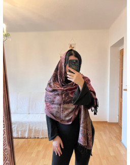 Kašmírová šatka - fialovo čierna (05)