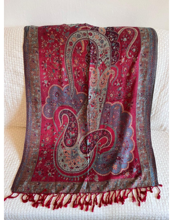 Kašmírová šatka - sýto červená (06)