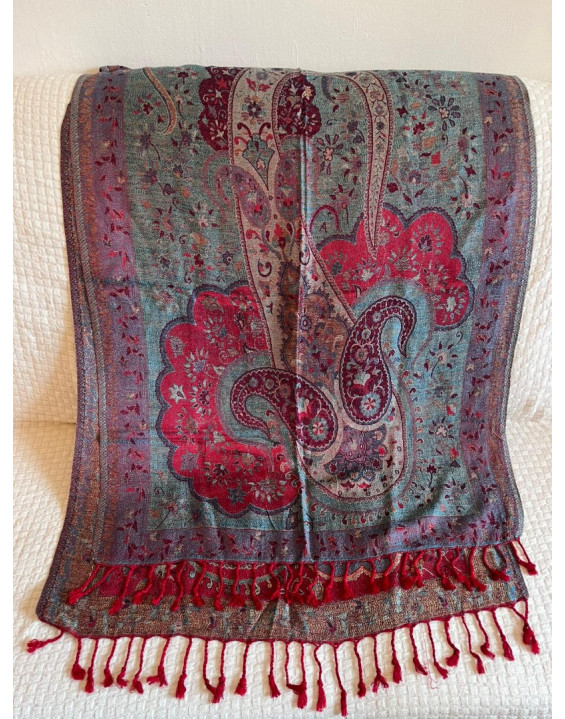 Kašmírová šatka - sýto červená (06)