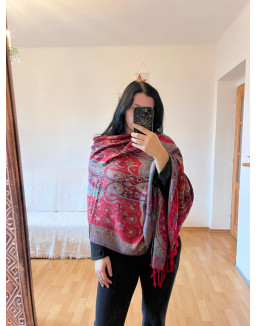 Kašmírová šatka - sýto červená (06)