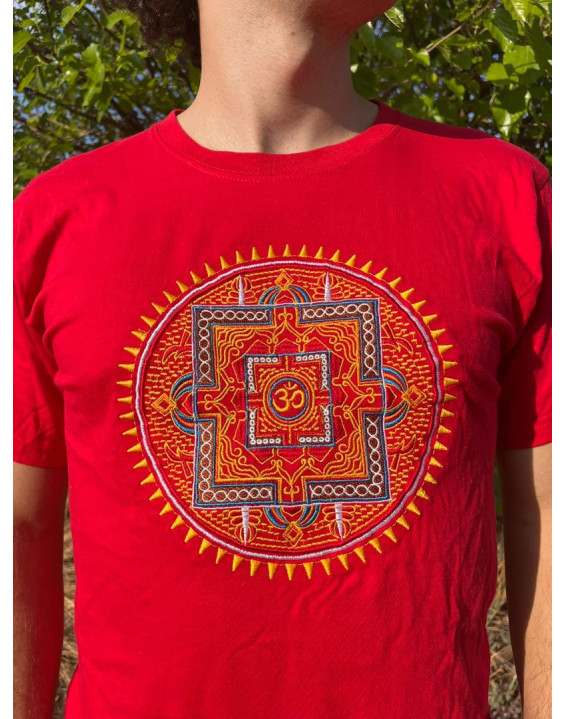 Tričko Mandala Om - červené 44