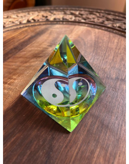 Energetický žiarič - Pyramída - JIN JANG -dúhová – 6 cm