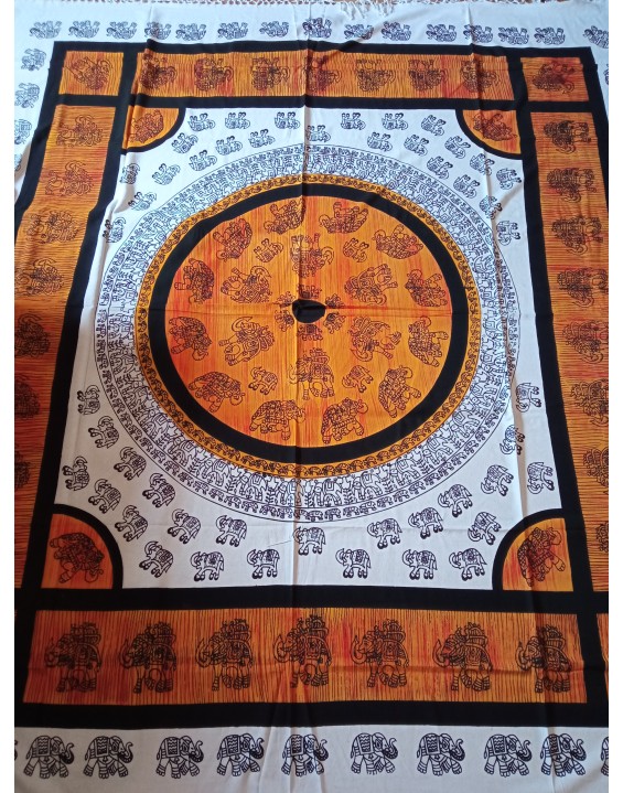Plachta Mandala slon oranžovo-biela – veľká 230×210 cm
