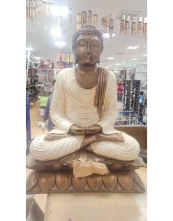 Socha MEDITUJÚCI BUDHA – vysoká 80 cm – Béžový